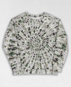 Tie-Dye-Camo, all over digital camouflage sweatshirt, unisex style by Dan Ellis, vague.paris, #0370 front