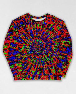 Tie-Dye-Camo, all over digital camouflage sweatshirt, unisex style by Dan Ellis, vague.paris, #0774 front