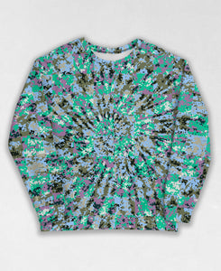 Tie-Dye-Camo, all over digital camouflage sweatshirt, unisex style by Dan Ellis, vague.paris, #1194 front