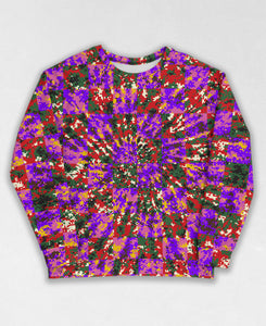 Tie-Dye-Camo, all over digital camouflage sweatshirt, unisex style by Dan Ellis, vague.paris, #1253 front