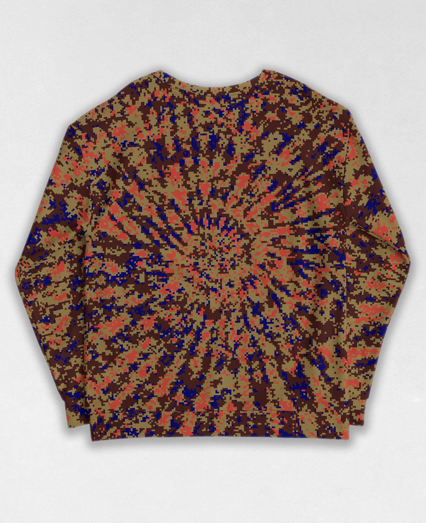 Tie-Dye-Camo, all over digital camouflage sweatshirt, unisex style by Dan Ellis, vague.paris, #1417 back