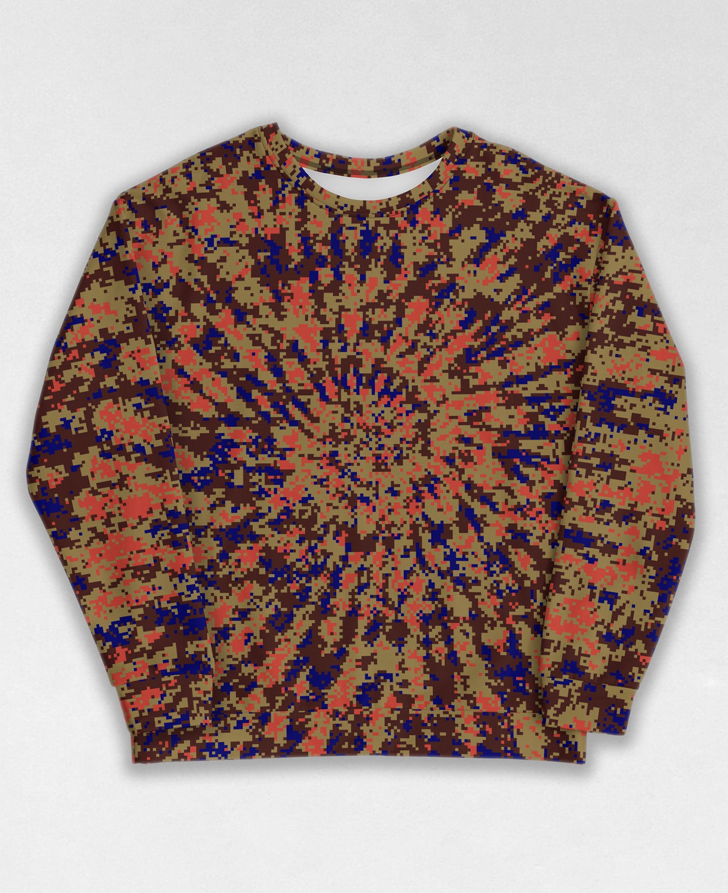Tie-Dye-Camo, all over digital camouflage sweatshirt, unisex style by Dan Ellis, vague.paris, #1417 front